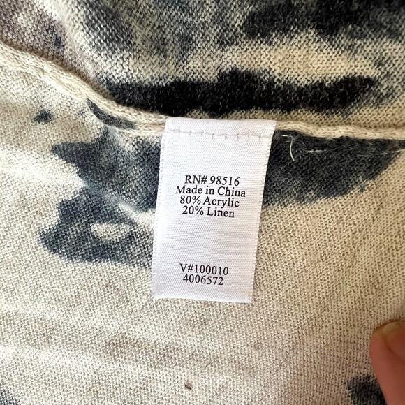 Coldwater Creek Open Front Cardigan Sweater Abstract Floral Linen Blend Women S - Picture 7 of 7